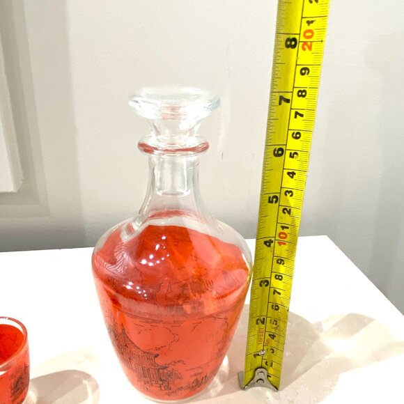 Vintage FRANCE Barware, Japanese Scene Liquor Decanter with Shot Glasses - Picture 13 of 13